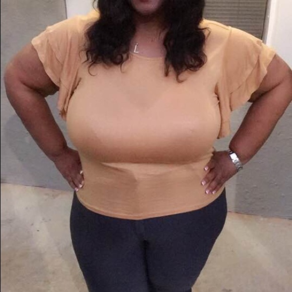 Beige short sleeve blouse